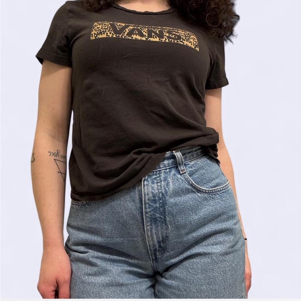Modern Vans Leopard Print Box Logo Tee - Black Medium